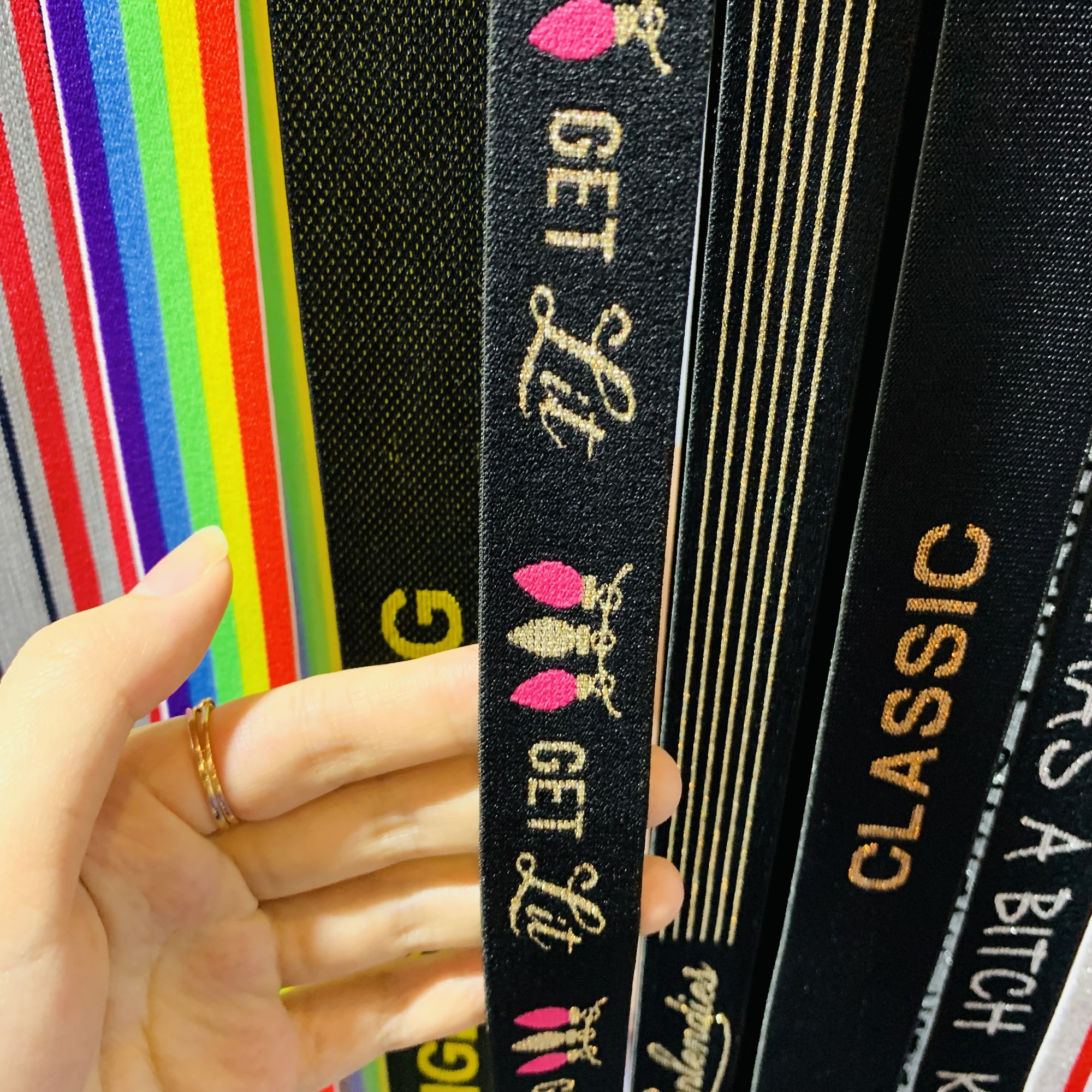 Wholesale High Quality Brand Logo Polyester Nylon Webbing Custom Jacquard ribbon tape Elastic Band webbing