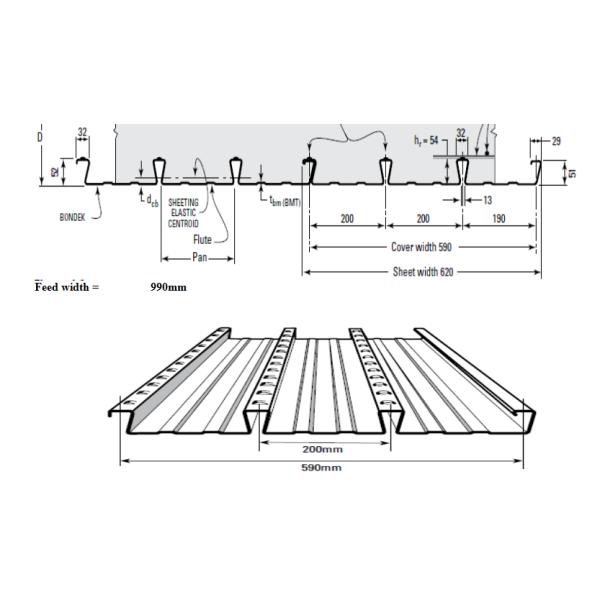 1.2mm Galvanized Steel Floor Decking Forming Machine 28 Rolling Stations