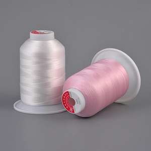 108D/2 Polyester Embroidery Thread Raw White / Dyed Colors Abrasion Resistance