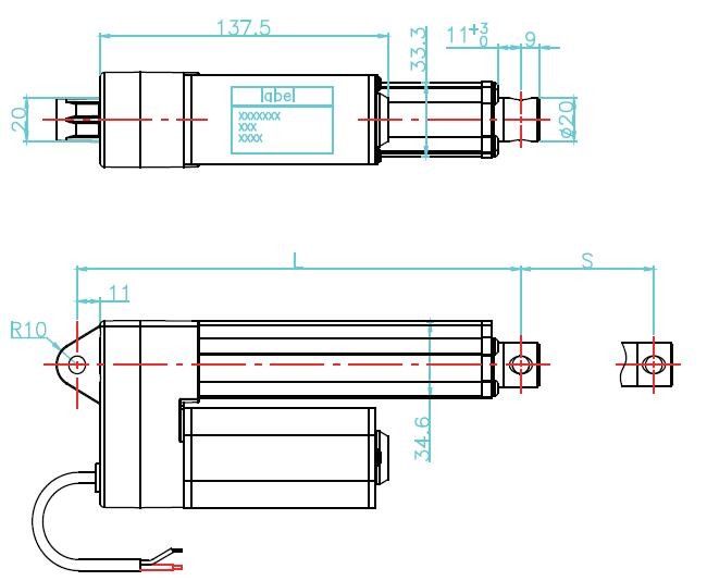 Industrial Miniature Linear Actuators 12volt /24volt, ce certificate push rod electric piston