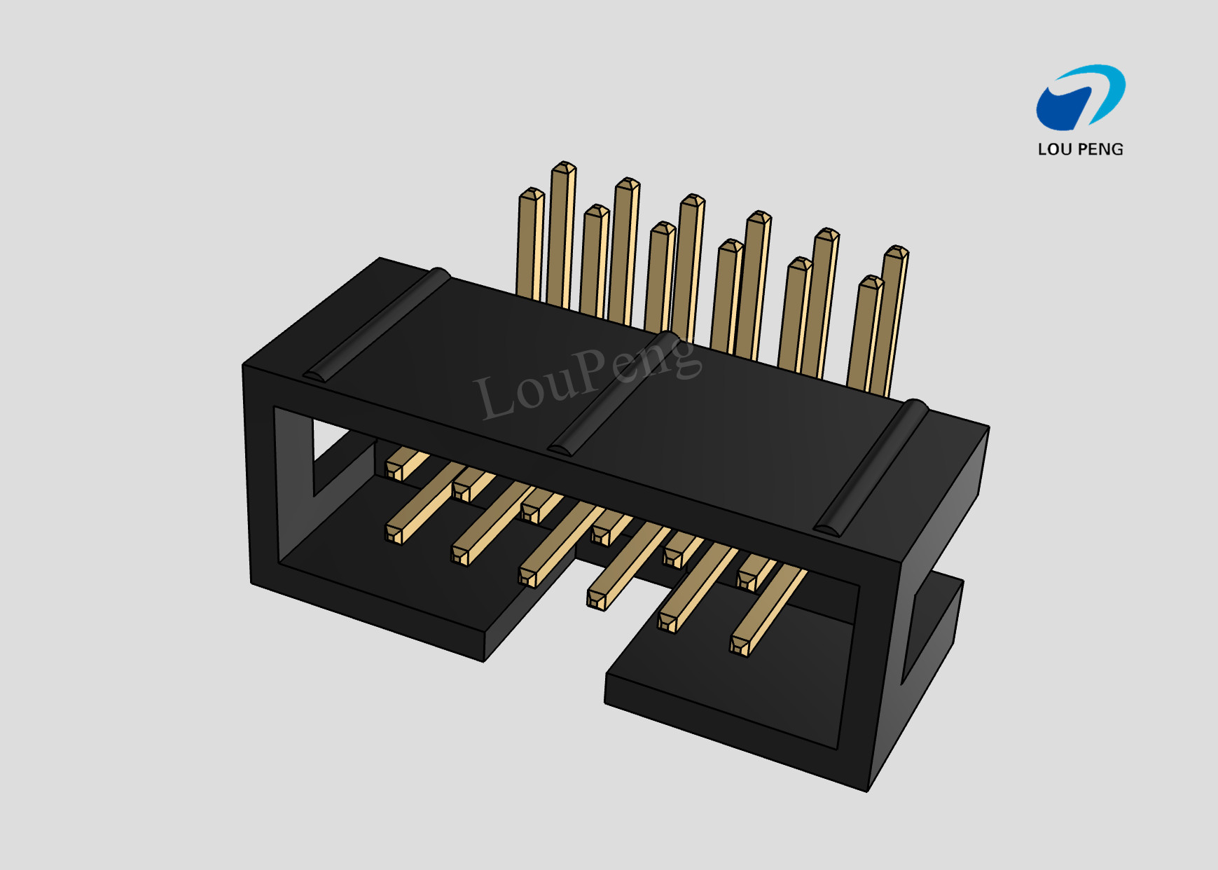 IDC Header connector, PCB Mount Receptacle, Board-to-Board, 2X6 Position, 2.54mm Pitch, Gold Flash, Right angle