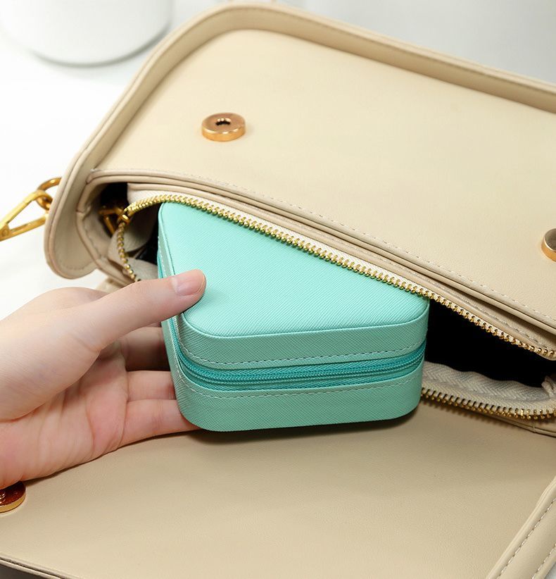 Fashion Solid Luxury Portable PU Leather PVC Cardboard Jewelry Jewellery Set Gift Packaging Packing Travel Holder Organizer Mini Box for Women Girls
