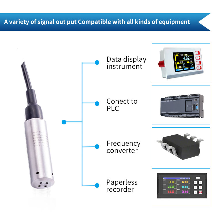 Throw In Type Ceramic Capacitive Liquid Level Sensor Sewage Pressure Level Transmitters