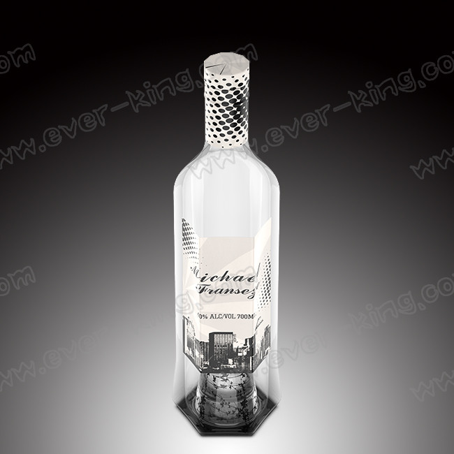 Empty Customized Logo Round Tequila Glass Bottle Frosted 700ml