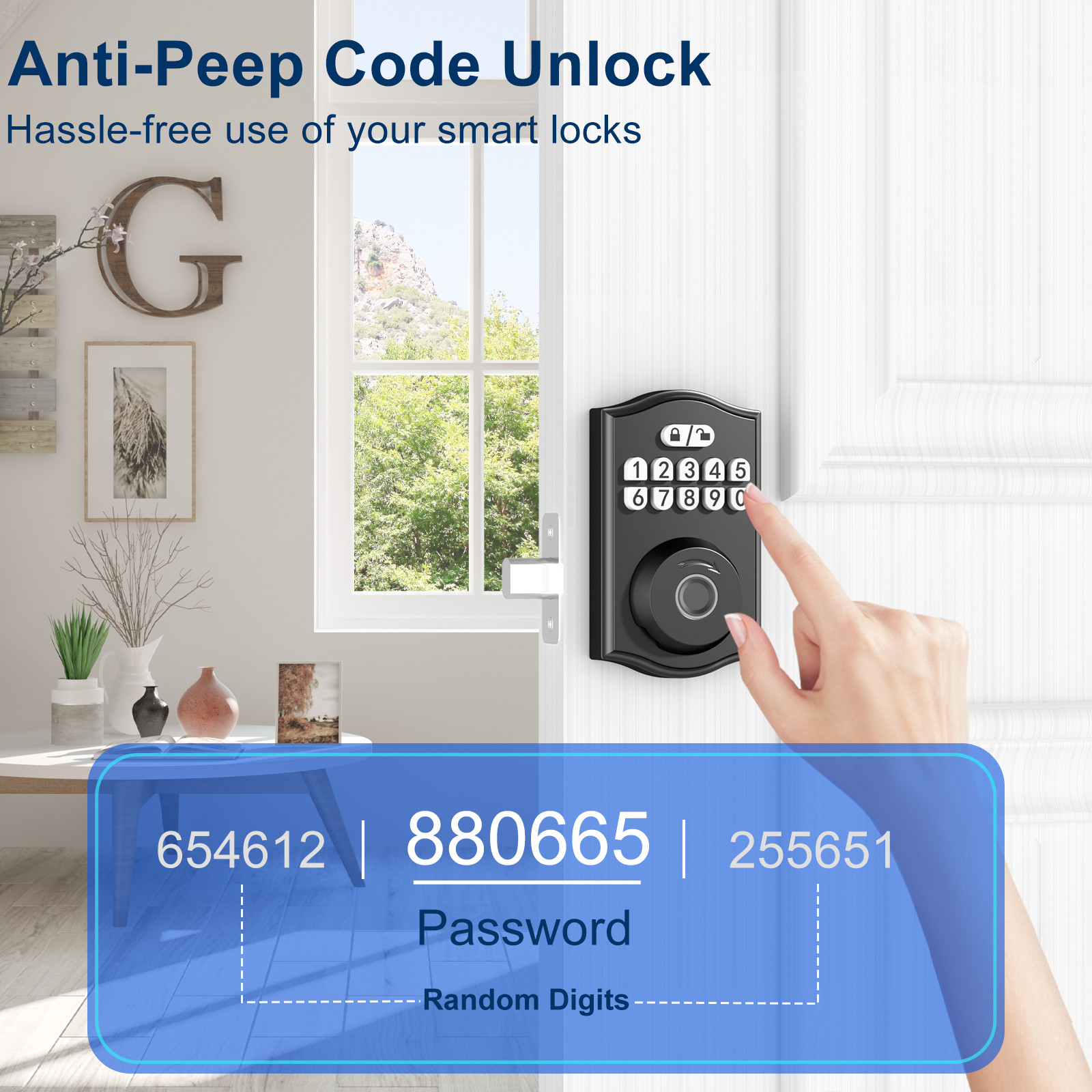 Smart Door Lock, Keyless Entry Door Lock, Fingerprint Door Lock Keypad Deadbolt with 2 Keys, Smart Locks for Front Door