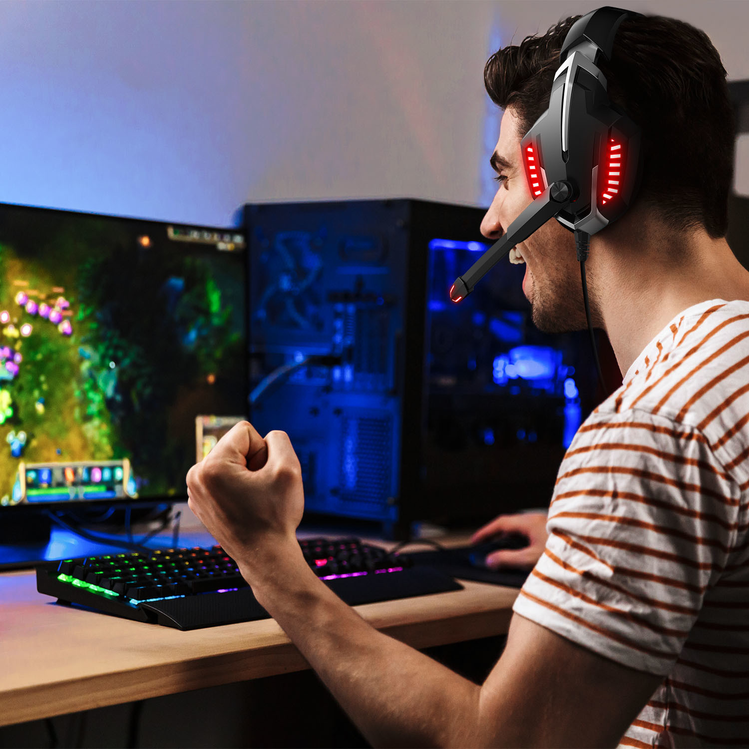 FCC 20000Hz DC5V Surround Sound Gaming Headset For Pubg Game
