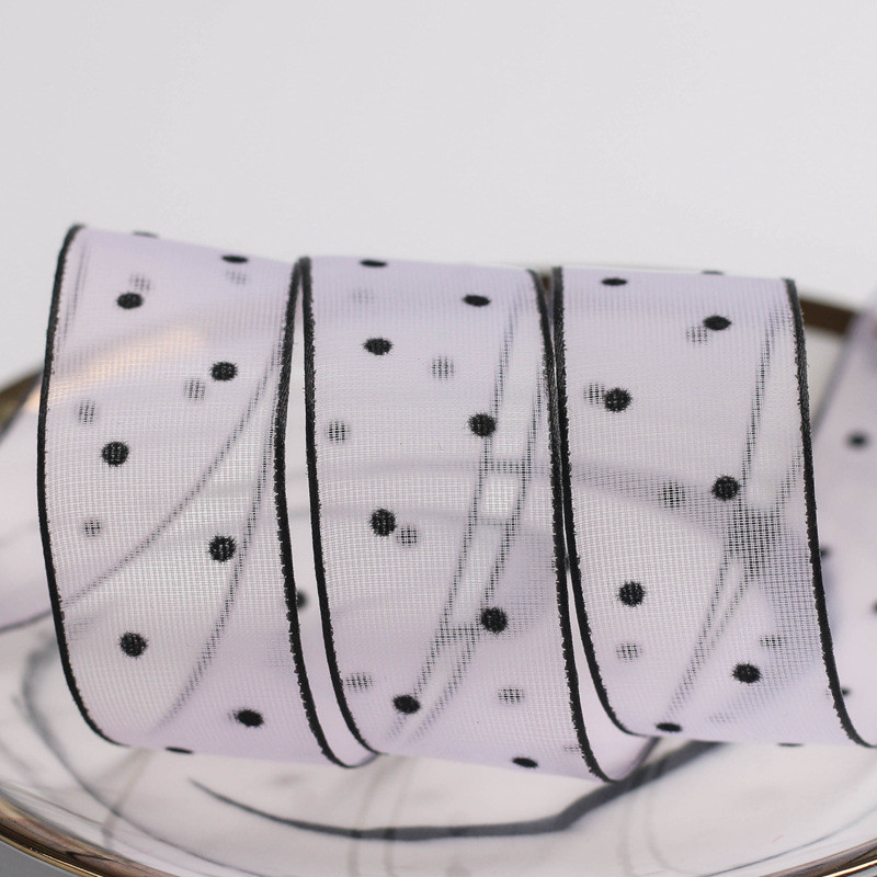 10mm-60mm Dot Velvet Wired Ribbon Embroidery double sided velvet ribbon