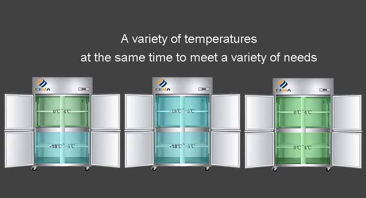Commercial four doors stainless steel upright refrigerator 780L