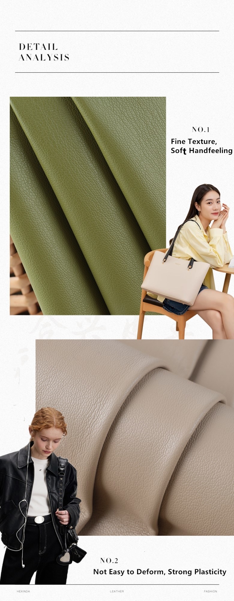 Suede Lychee Faux Leather PU Leather For Garments Smooth Handfeel