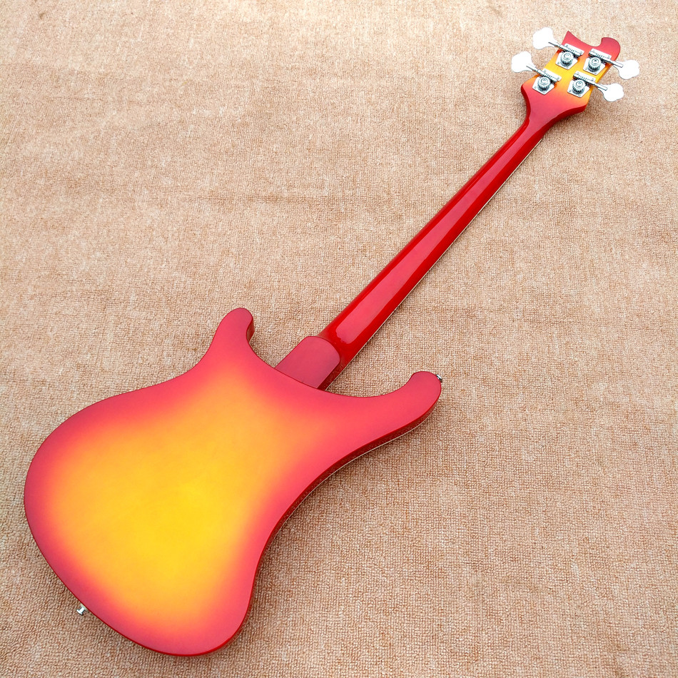 Top quality Rick 4003 model Ricken 4 strings Electric Bass guitar in Cherry burst color Chrome hardware, Free shipping