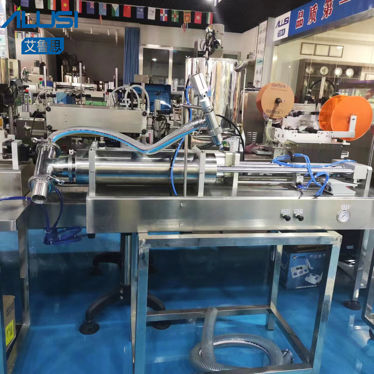 Horizontal Pneumatic Piston Filler Viscous Liquid Semi Automatic Filling Machine