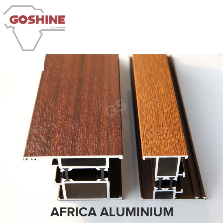 20 X 80 Aluminum Glass Frame Extrusion , Wood Finish Aluminum Door Frames