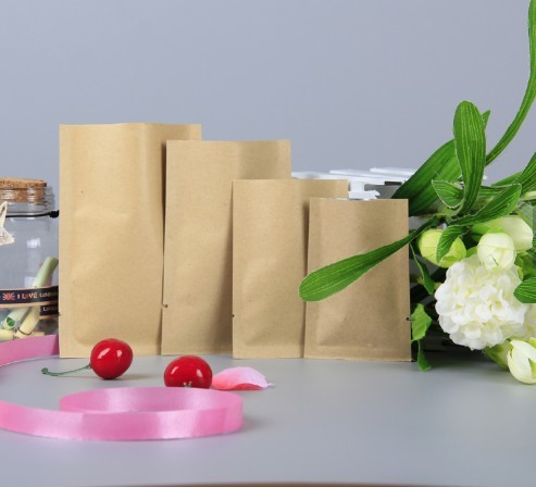 Accept custom kraft paper bag 3 side heat seal aluminum foil packaging bags for keeping food fresh