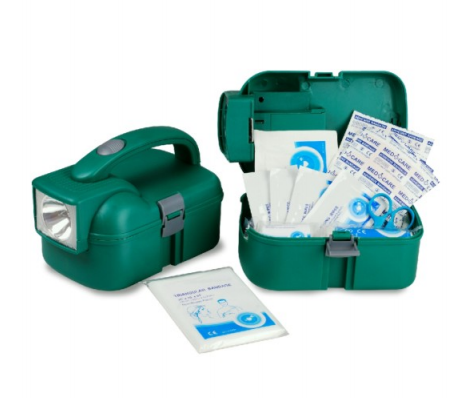 Mini Portable First Aid Kit Workplace National Flashlight Torch Survival White Green Saferlife