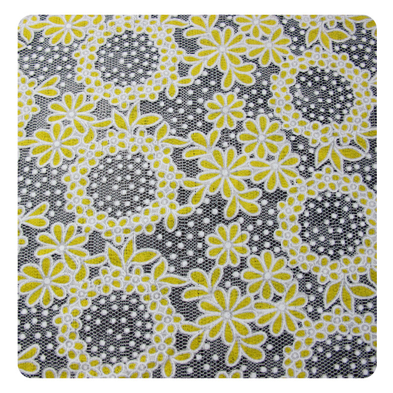 Cotton Circle Colored Polyester Burnout Allover Flower Lace Fabric For Kid Clothes