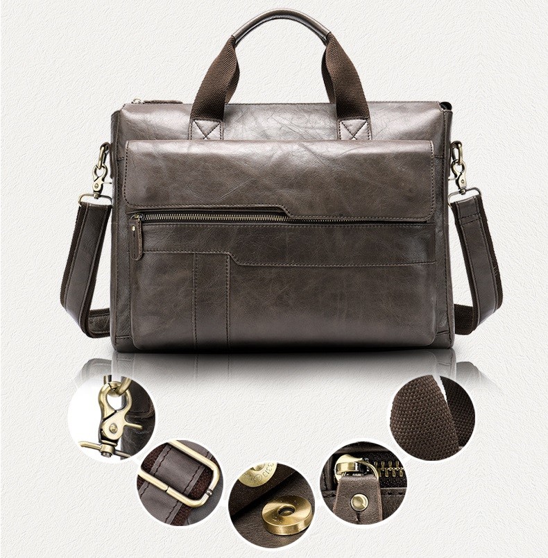 Leather Laptop Briefcase For Men Or Women Office School Bag BRB04