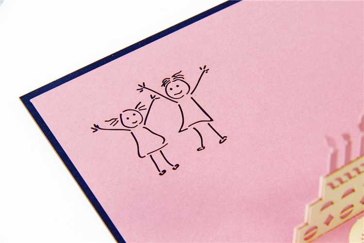 Craft Paper Customized 3d Pop Up Greeting Card 2mm Thickness