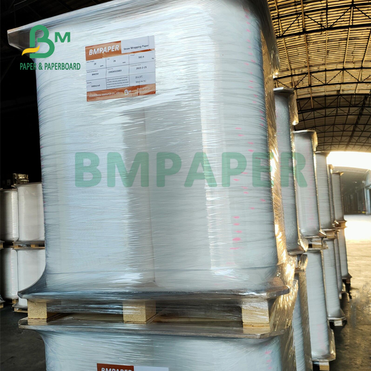 4gsm 28gsm Straw Wrap Packaging Paper 27mm 35mm x 5000m Biodegradable