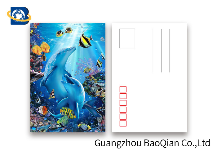 Durable Dolphin 3D Lenticular Postcards CMYK UV Offset Printing Cartoon Design