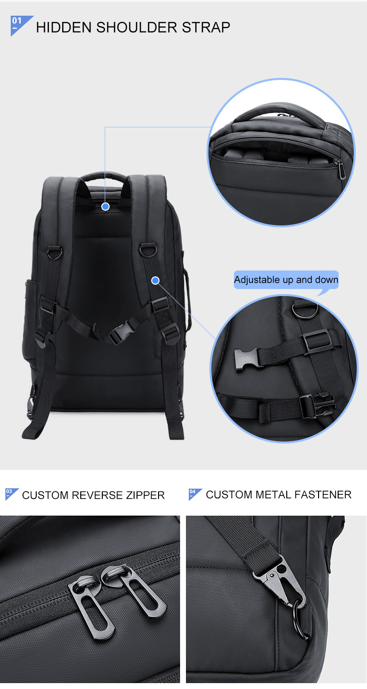 ISO9001 Duffel Bag Interior Zipper Pocket Men Business Backpack 23 Litre