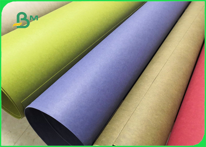 Wear resistance Red / Grey Washable Kraft Paper Fabric For Cosmetic Bag 