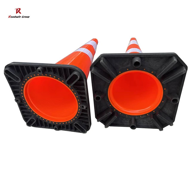 PVC Warning Road Safety Traffic Cones Reflective Safety Cones Black Base 36inch