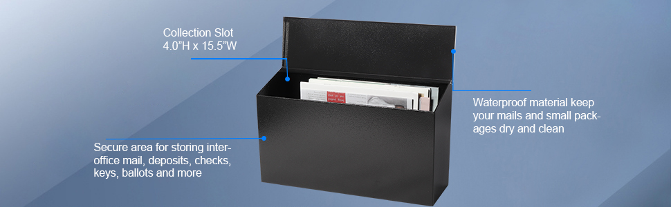 Wall Mount Locking Mailbox Large Capacity with Code Lock Black House Numbers Included