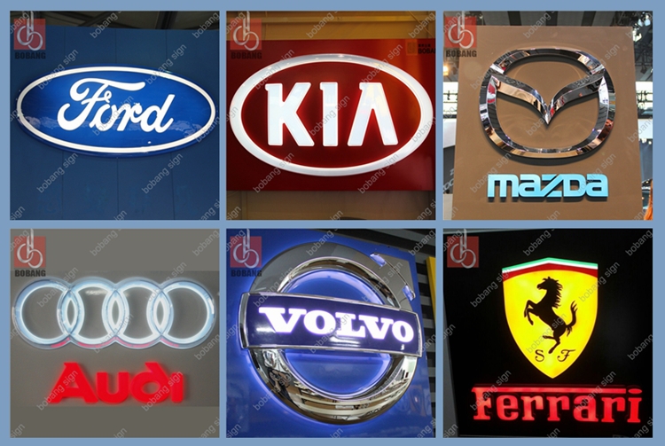 waterproof outdoor/indoor vacuum forming metal plastic arcylic LED car logo