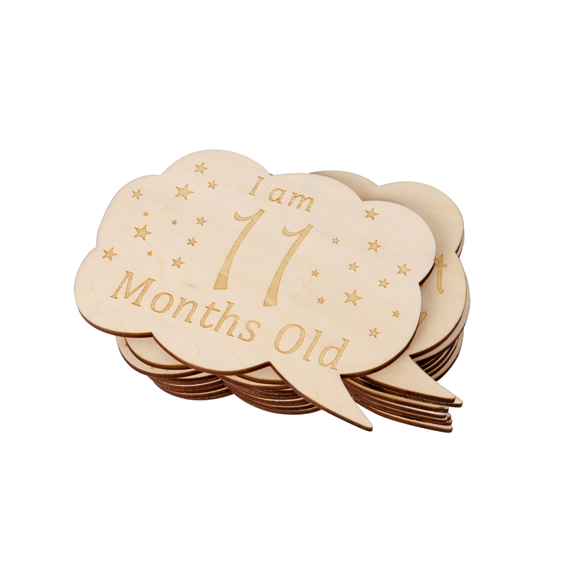 Cloud shaped Baby Monthly Milestone Cards Wooden Printed Milestone Discs for Baby Newborn Gifts-customized design accept