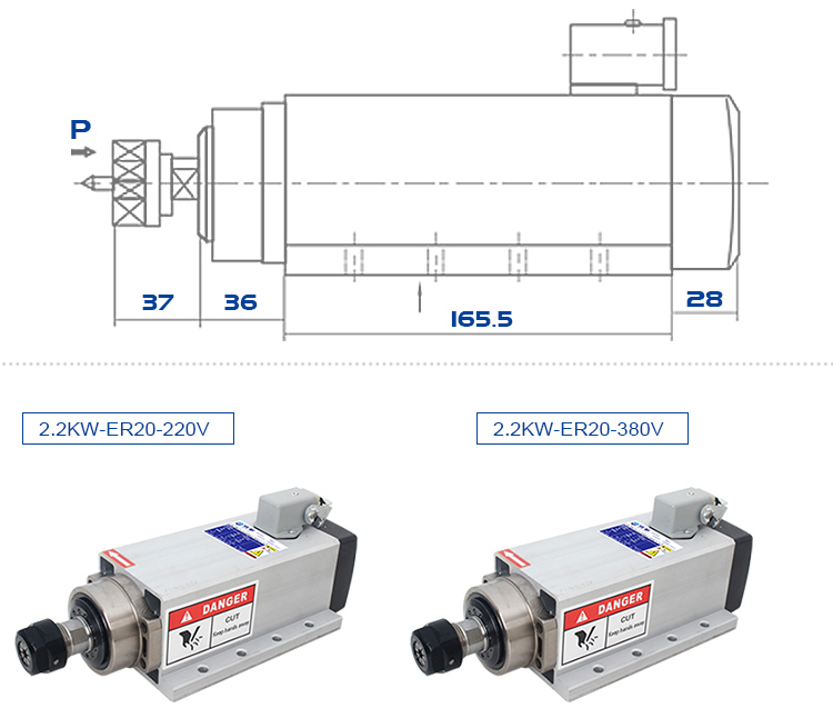Supply High Torque 2.2kw Spindle Motor with Maximum Torque 0.88Nm and ER20 Collect