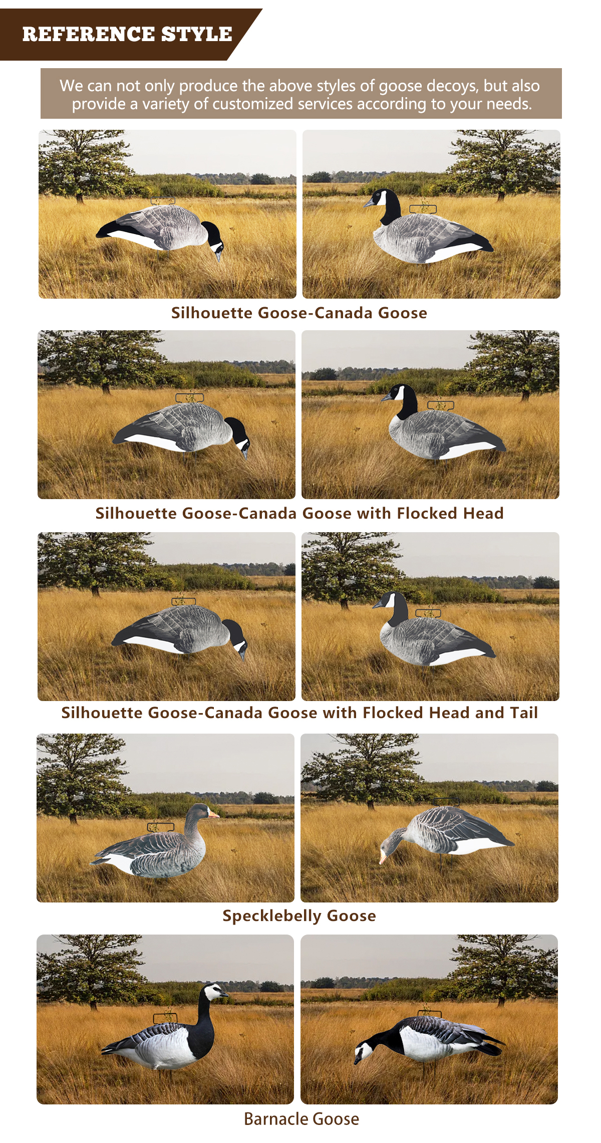 Reusable Plastic Lifelike Silhouette Geese Decoy Bait For Black Barnacle Goose Hunting
