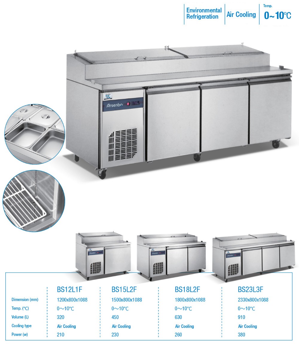 210W SS304 Commercial Worktop Freezer , Stable Under Counter Cooler Commercial