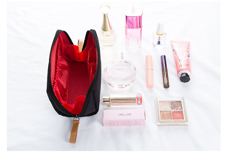Women Blank Zipper Closure Satin Cosmetic Makeup Bag