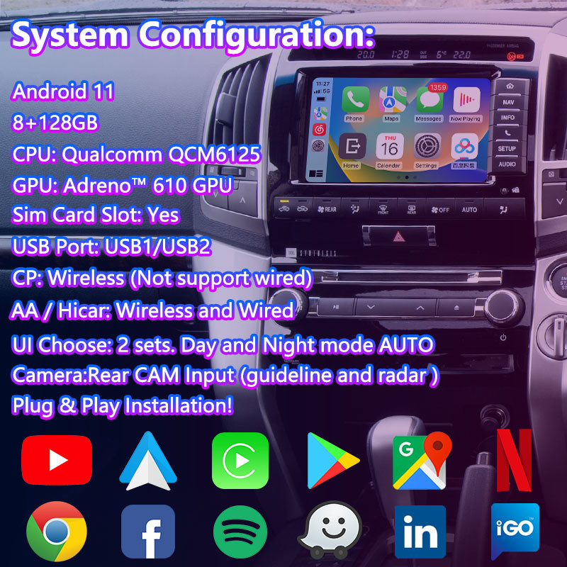 Lsailt Android Carplay Video Interface for Toyota Land Cruiser 200 V8 LC200 2012-2015
