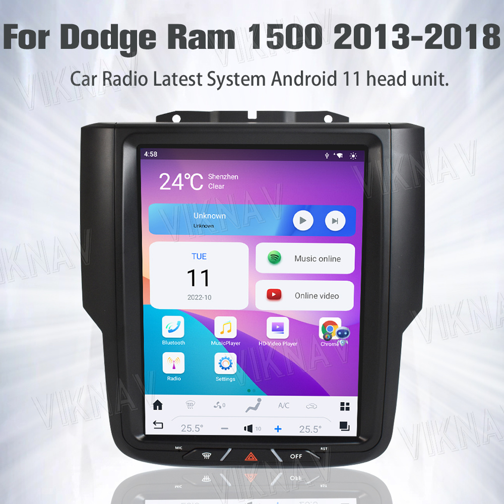 10.5 inch Touch Screen Android 13 Stereo DVD Player For 2013-2019 Dodge Ram Manual AC 8 Core Navigation Car Stereo