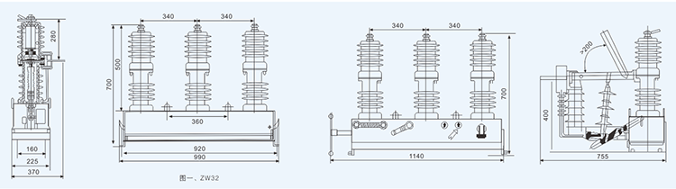 Medium Voltage Vacuum Circuit Breaker ZW32 630A 15kV High Efficeincy