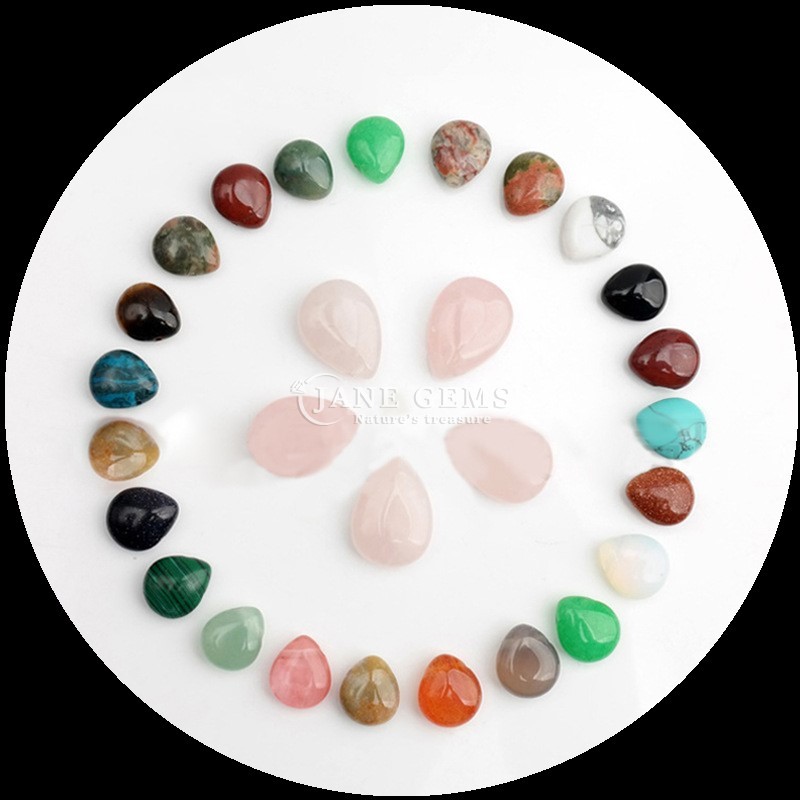 Malachite Clear Quartz Gem Bead Natural Crystal Water Drop Shape Stone Loose Bead Strands For Bracelets