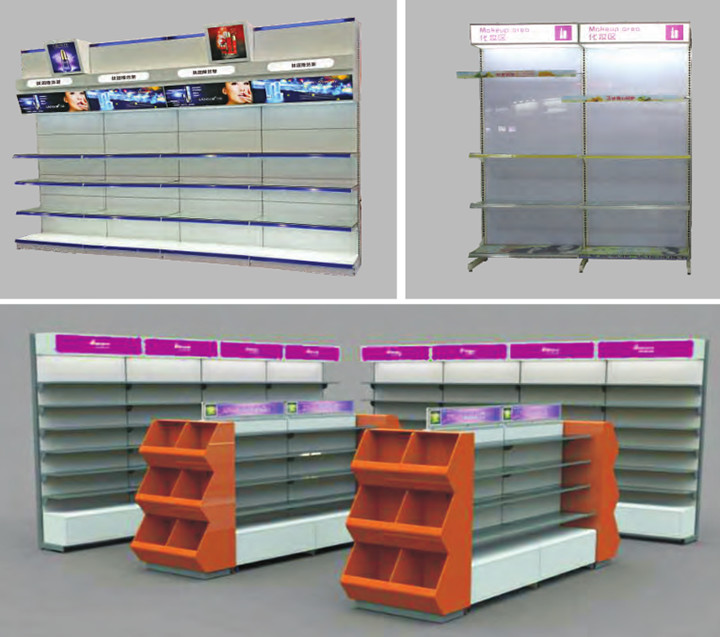 Gondola Medical Store Display Rack Steel Material Powder coating CE Certificate