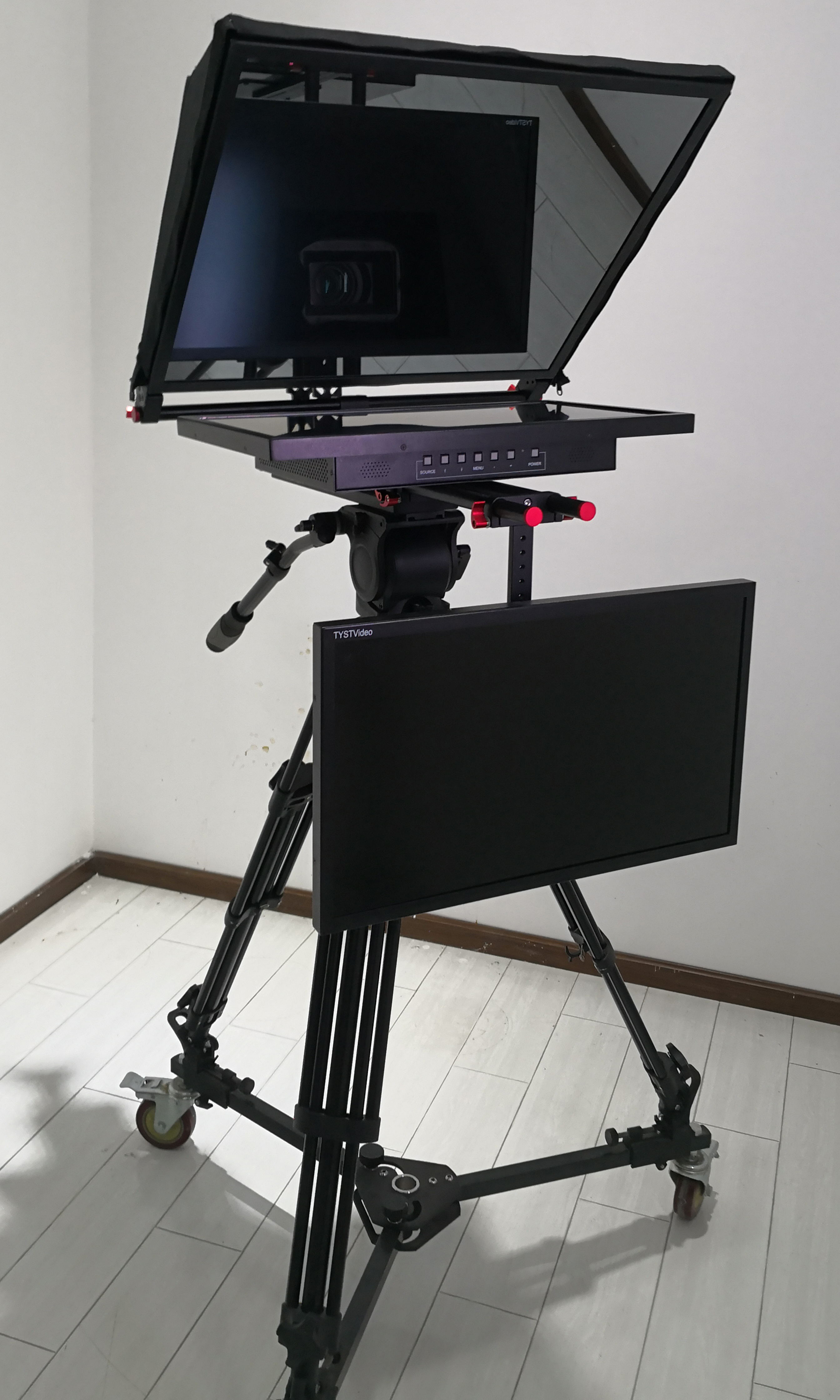24 inch Dual Screen TV Broadcast Studio Equipment with Wireless Remoter and Built-in Prompter