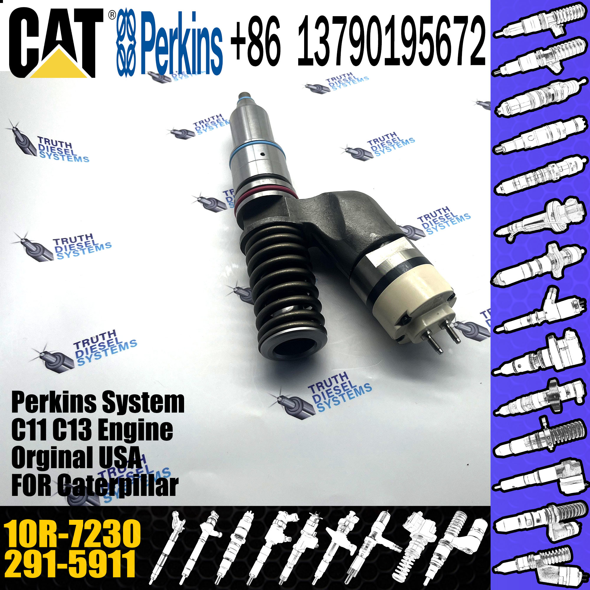 GAMEN High Quality Diesel Engine Injector 291-5911 10R-7230 For CAT Diesel Engine C15/C18