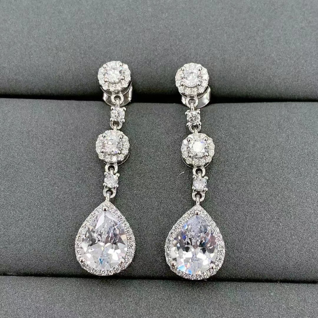 Pear Shape Full Drop Hypoallergenic S925 Sterling Silver Teardrop Earrings Fine Jewelry
