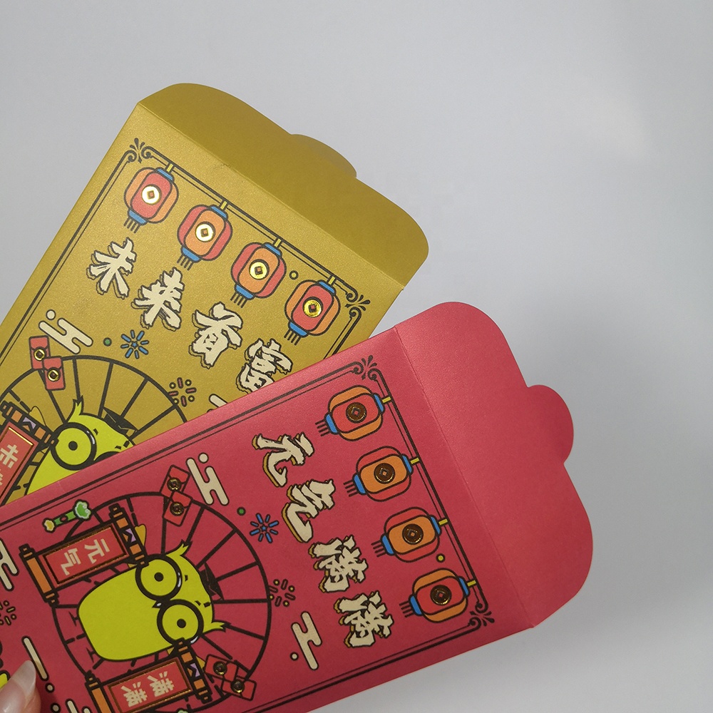 Hot Stamp Custom Red Packet Art Paper Chinese New Year Red Envelope cartoon Shape