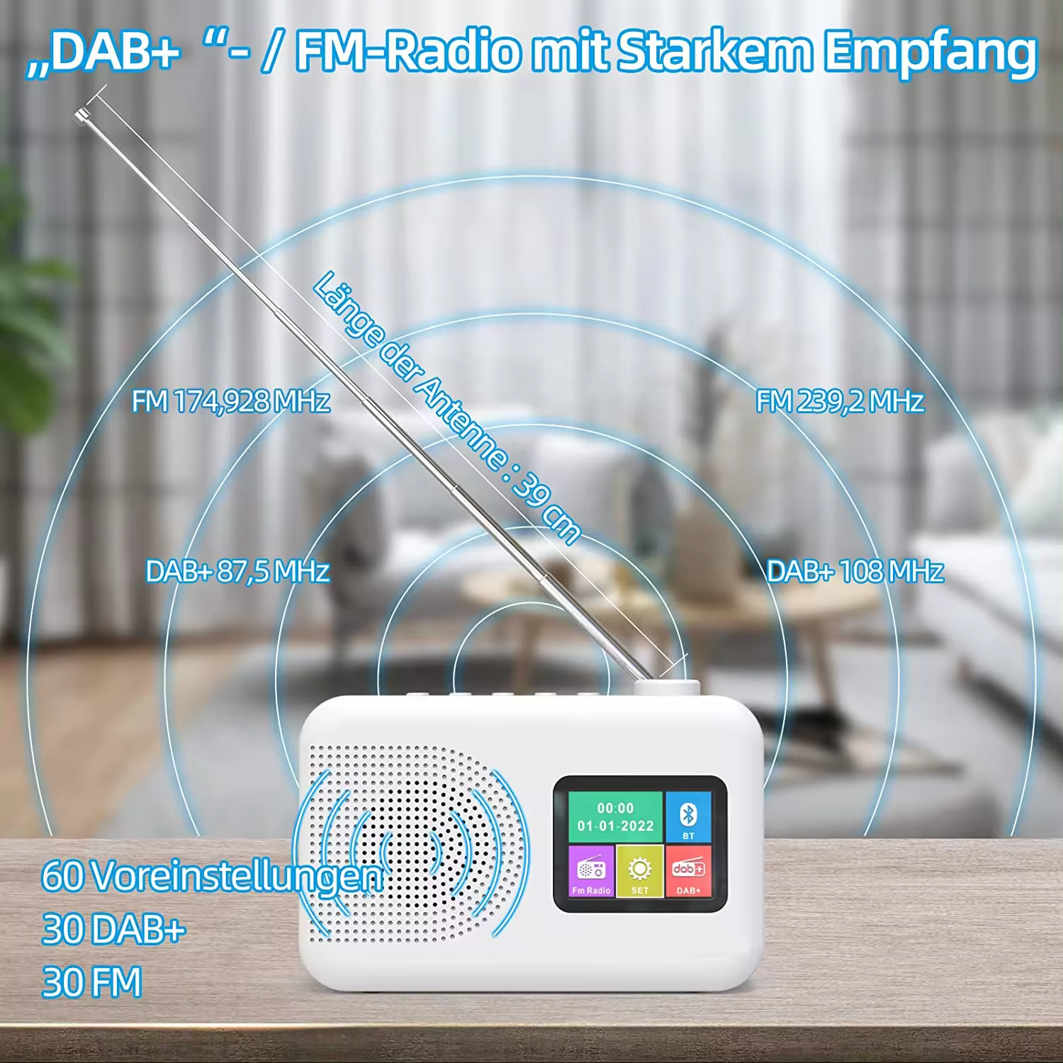 Private Mold Portable DAB/DAB FM Radio with Speaker and TFT Display AC Power Operated