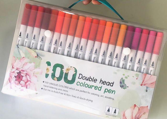 Amazon double head hook line color marker soft head watercolor pen for children gift painting set