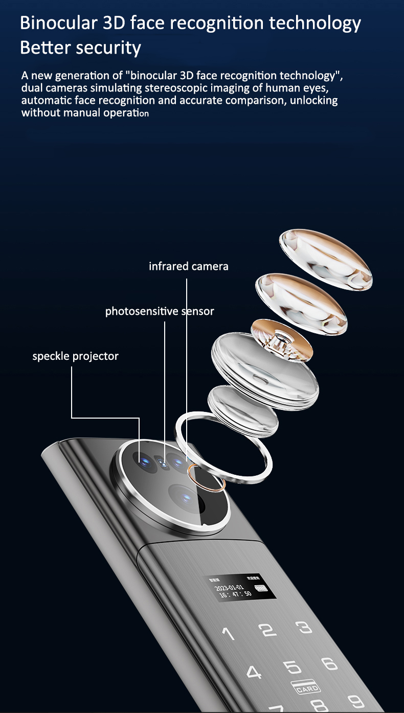 3D Face ID Electronic Entrance Door Locks Apartments Face Recognition Digital Lock