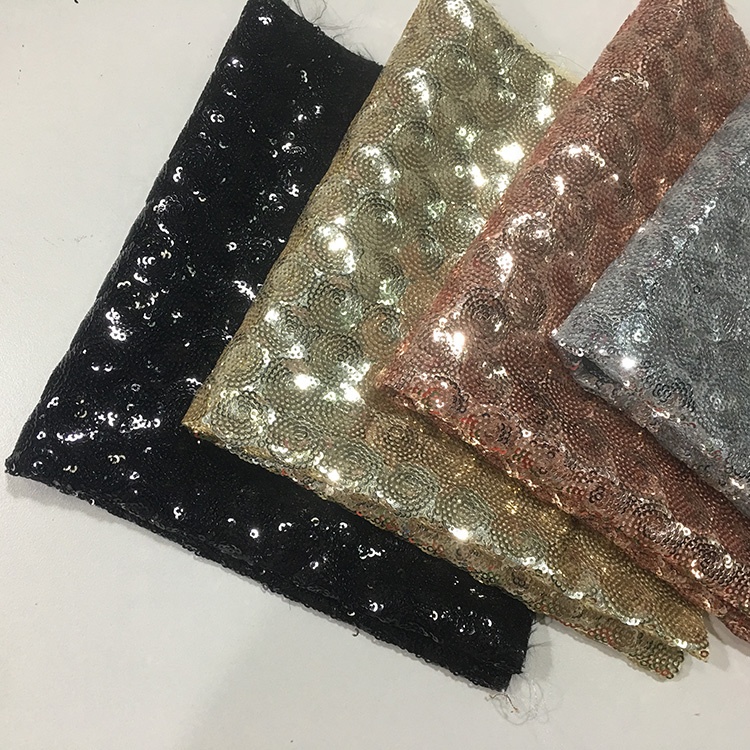 Hot Foil Stamping Double Sided Sequin Fabric Bulk Flocked Lightweight