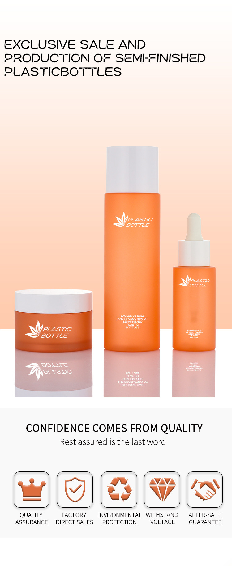 Custom empty reuse plastic spray bottle of cream jar cosmetic sets bottle