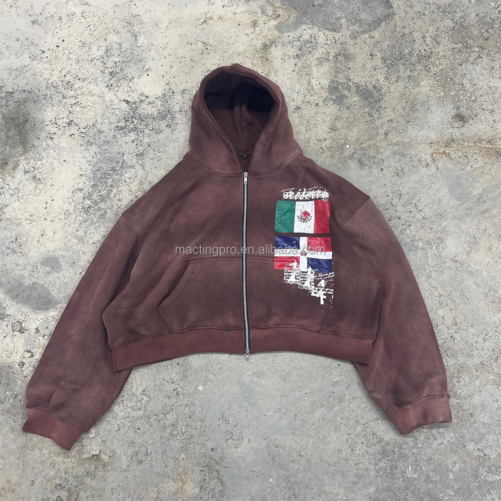 Breathable Custom Logo Men's 100% Cotton Hoodie French Terry Zipper Up Oversized