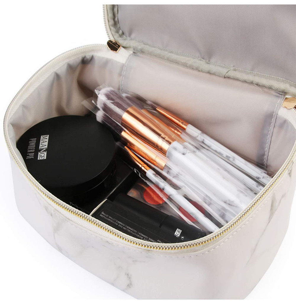 Marble PU Leather Cosmetic Pouch Bag For Travel