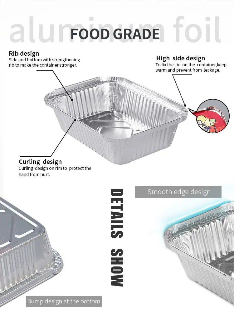 Large Capacity Alufoil Oblong / Round 12 LB Container With Board